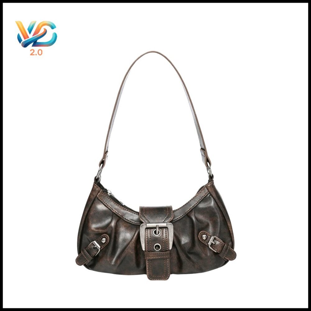 Vintage Crescent‎ Hobo Bag with Adjustable Strap, Buckle Closure